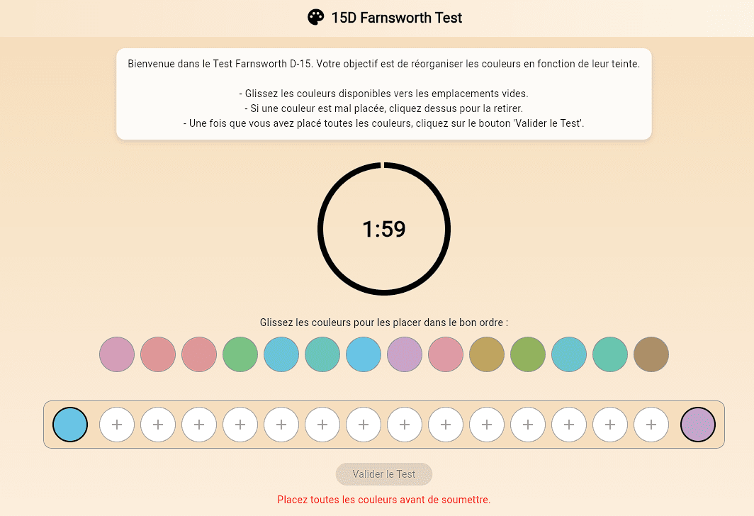 Site web - Test des couleurs Farnsworth