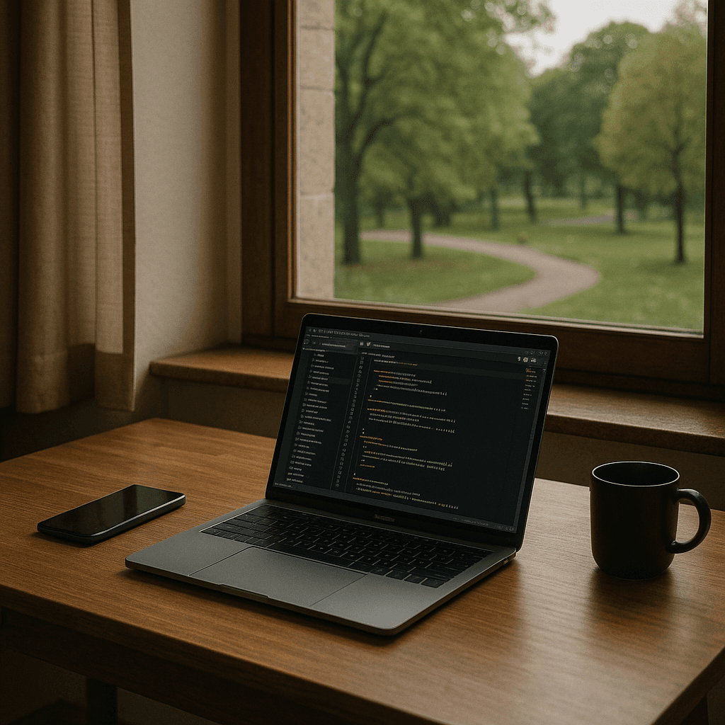 Espace de travail de développement près d'une fenêtre